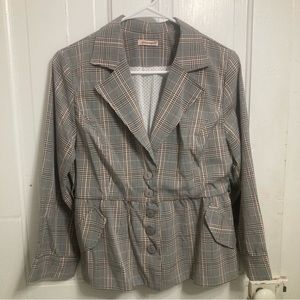 3/4 sleeve plaid Womens blazer size medium